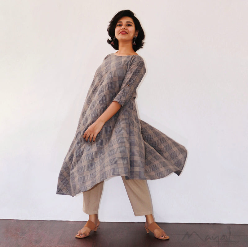 Tan Slate Grey Asymmetrical Dresses