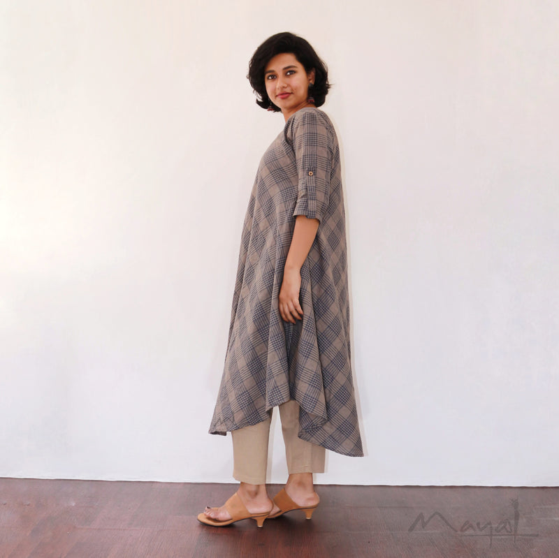 Tan Slate Grey Asymmetrical Dresses