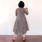 Tan Slate Grey Asymmetrical Dresses With Pant