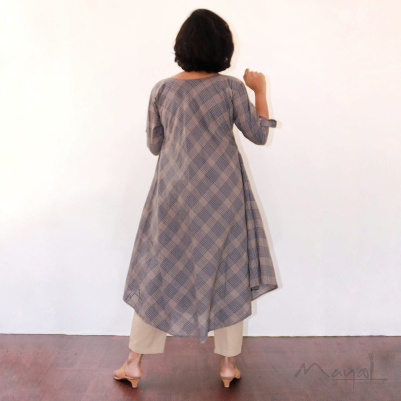 Tan Slate Grey Asymmetrical Dresses