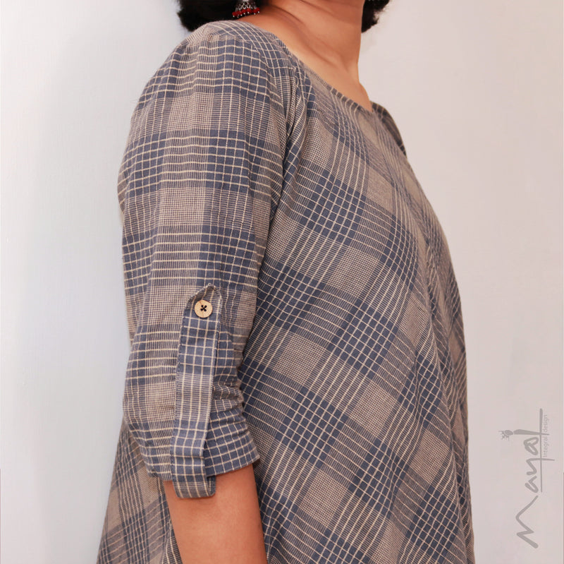 Tan Slate Grey Asymmetrical Dresses