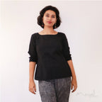 Black Full Sleeve Cotton Short Top