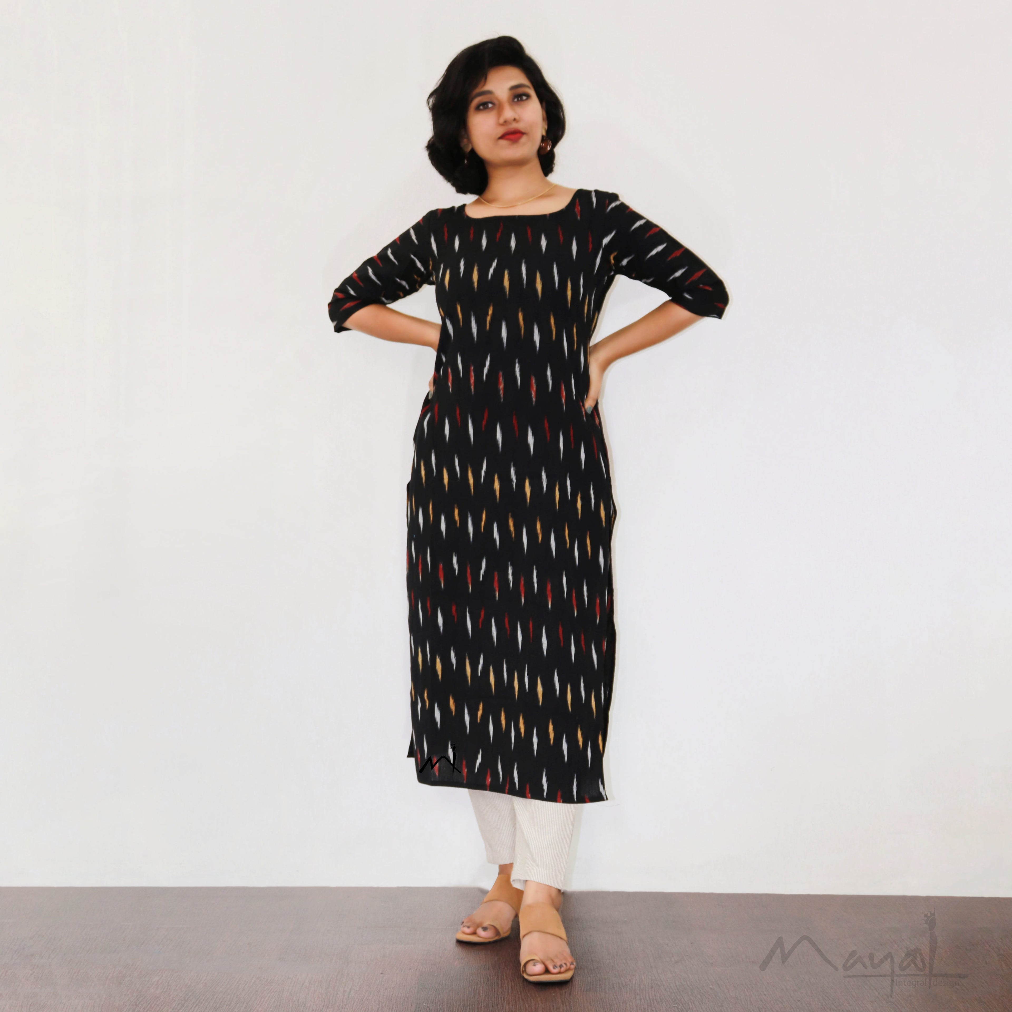 Black Ikat Kurta
