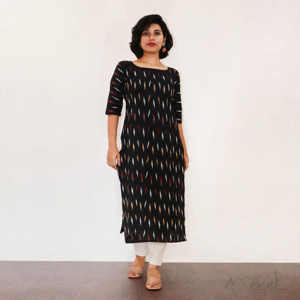 Black Ikat Kurta