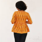 Yellow Ikat Pleated Short Top