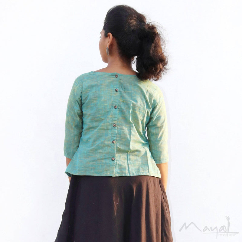 Turquoise Blue Pure Cotton Short Top