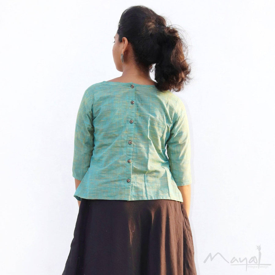 Turquoise Blue Pure Cotton Short Top