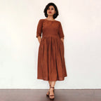 Burnt Orange Fit & Flare Dresses