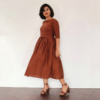 Burnt Orange Fit & Flare Dresses