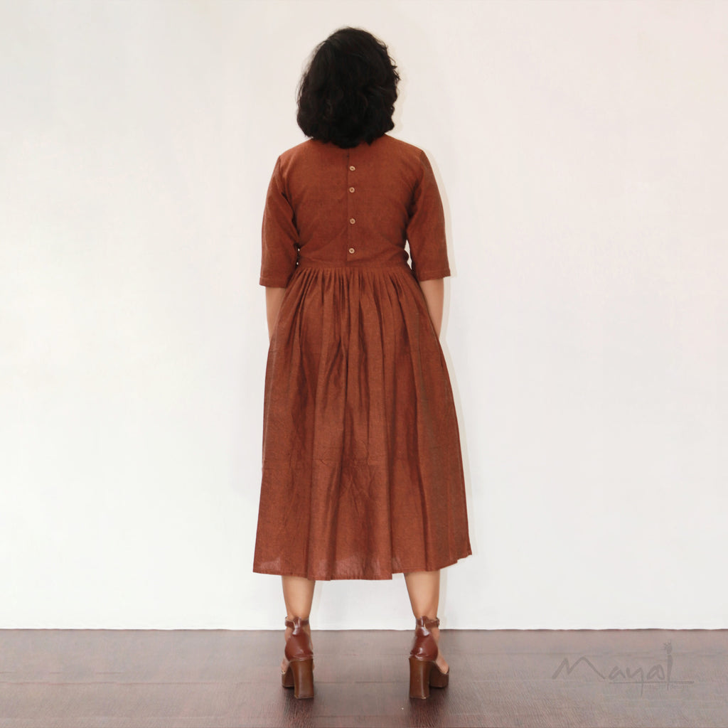 Burnt Orange Fit & Flare Dresses
