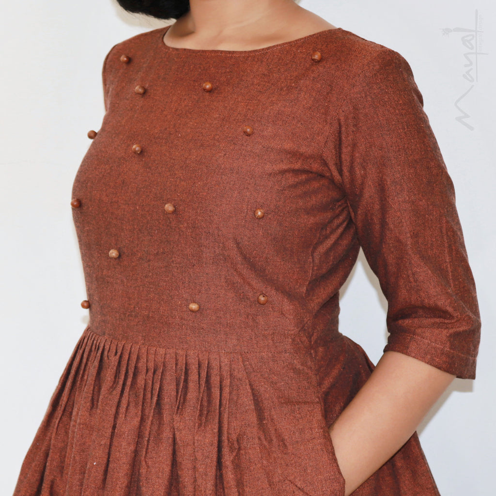 Burnt Orange Fit & Flare Dresses