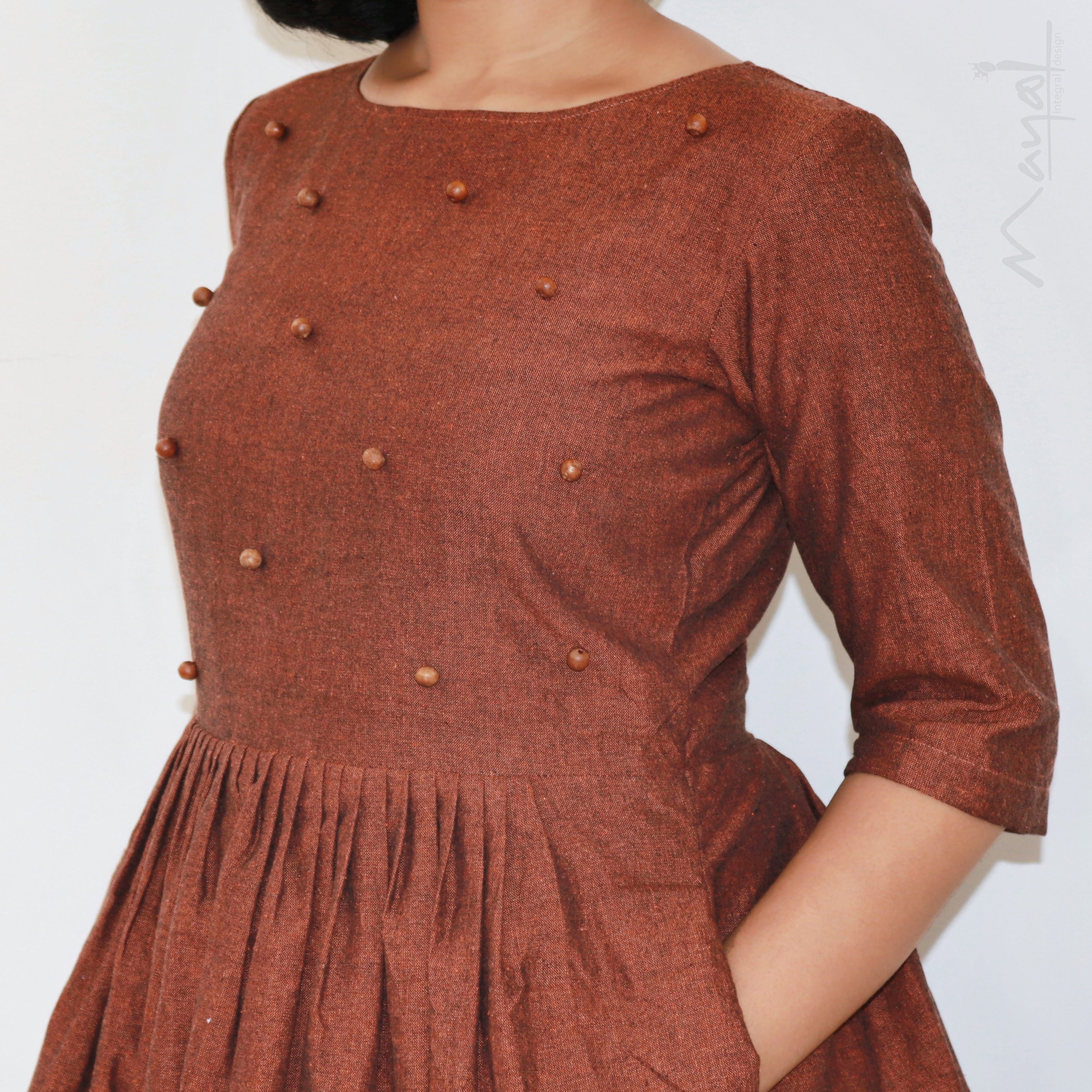 Burnt Orange Fit & Flare Dresses
