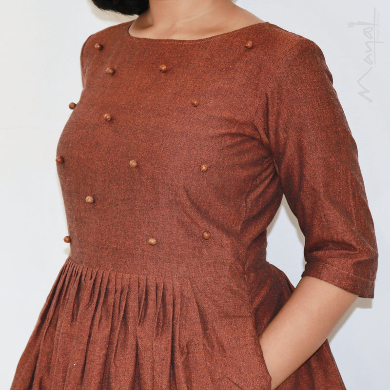Burnt Orange Fit & Flare Dresses