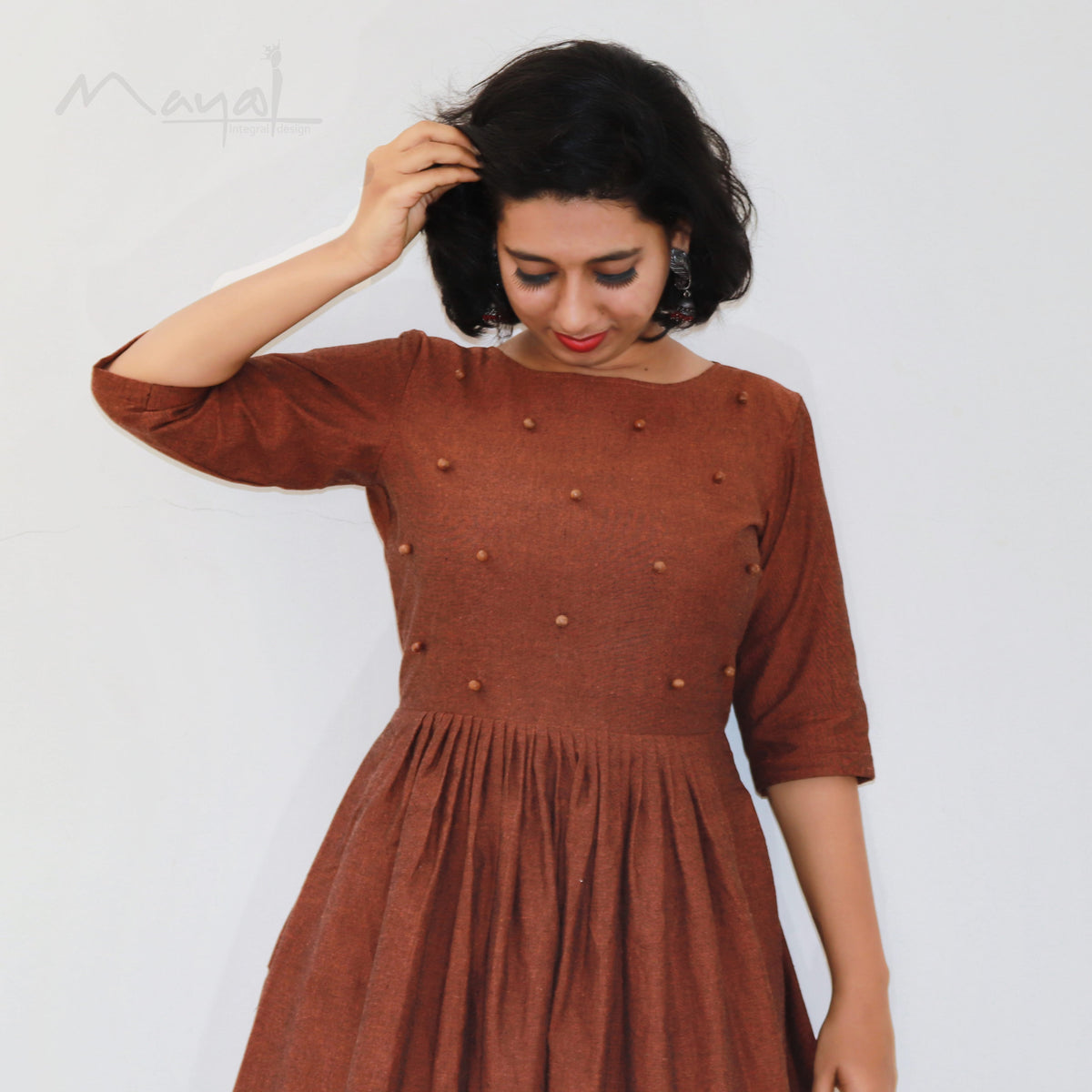 Burnt Orange Fit & Flare Dresses