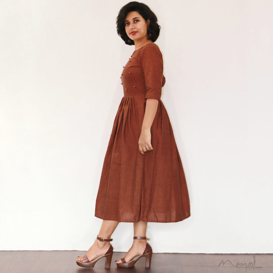 Burnt Orange Fit & Flare Dresses
