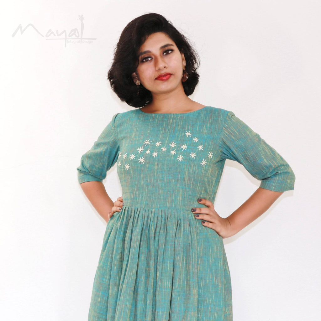 Turquoise Blue Fit and Flare Dresses