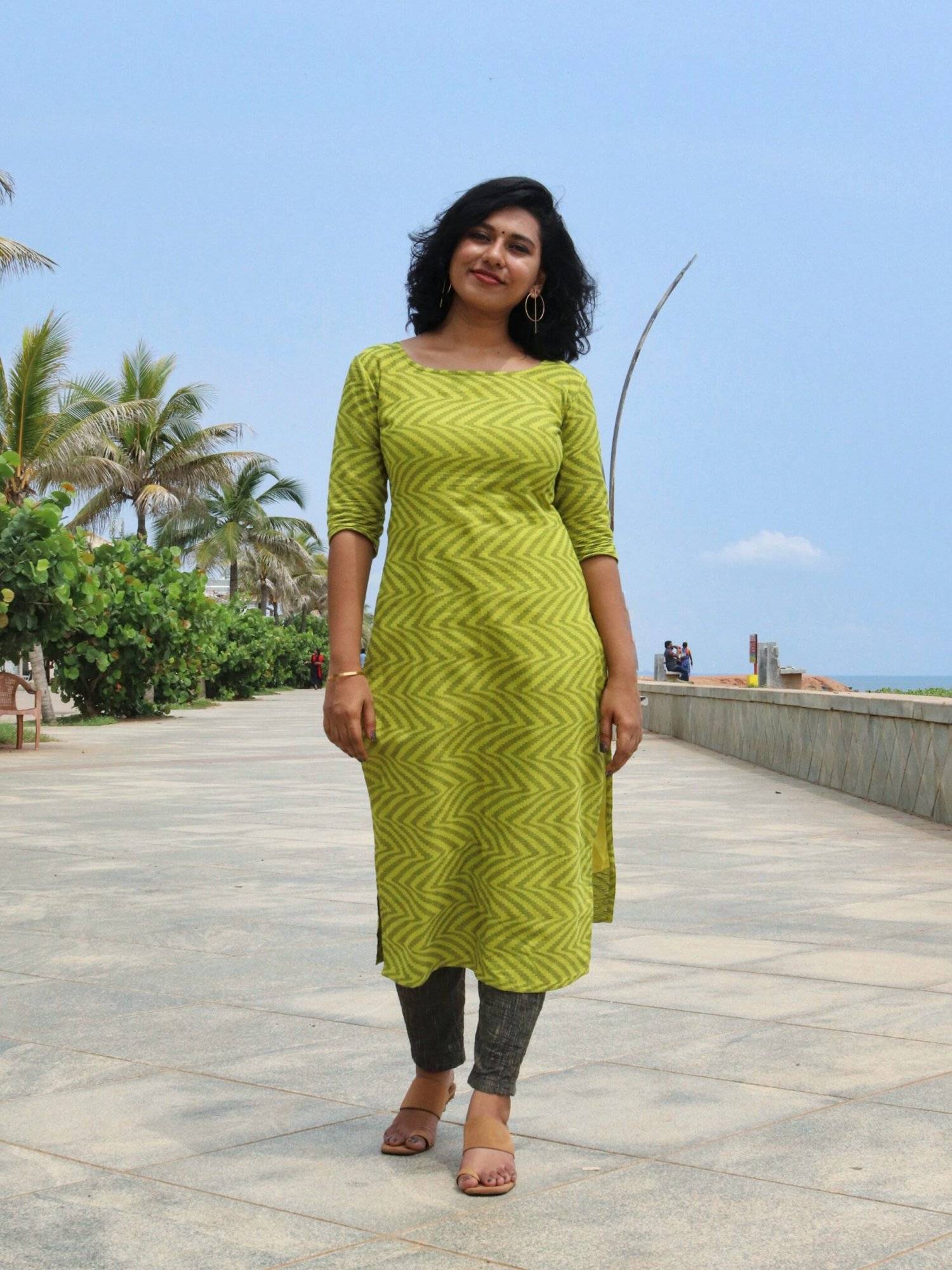 Light Green Self-Design Jacquard Cotton Kurta