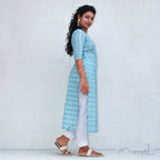 Blue Stripe Handloom Ikat Kurta