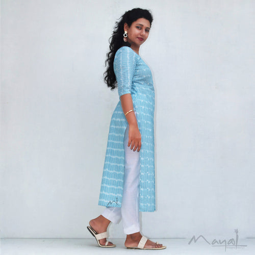 Blue Stripe Handloom Ikat Kurta