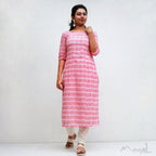 Red Stripe Handloom Ikat Kurta