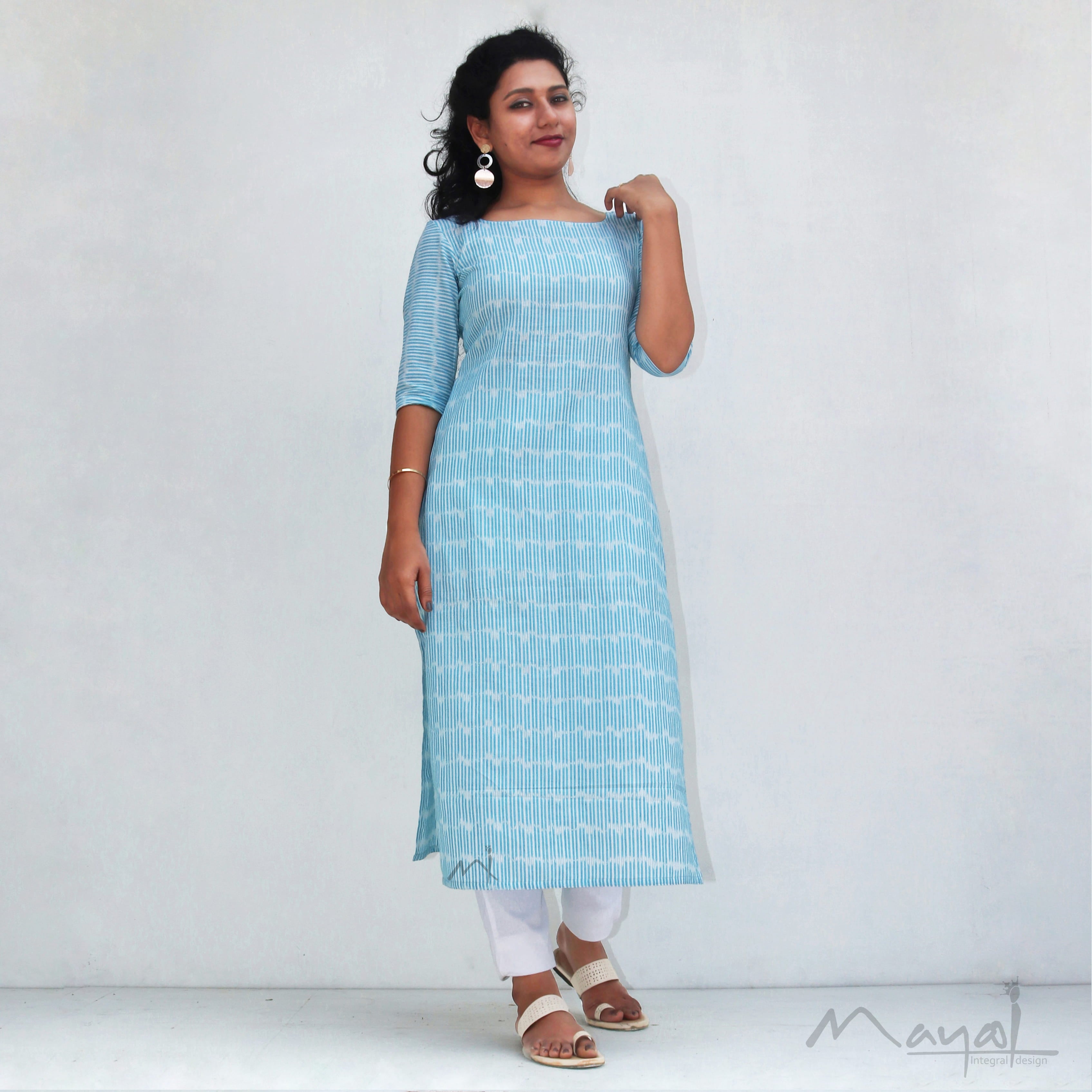 Blue Stripe Handloom Ikat Kurta