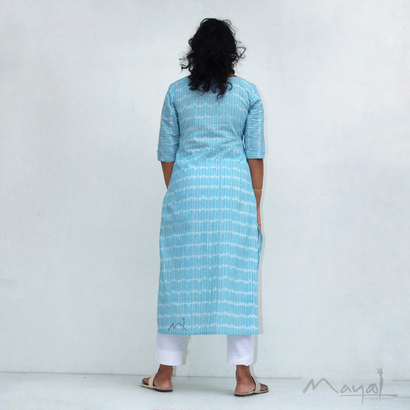 Blue Stripe Handloom Ikat Kurta