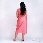 Pink Sleeveless Cotton Fit Dresses With Shrug