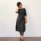 Black Stripe Cotton Kurta