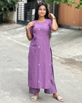 Amethyst Lavender Embroidery Cotton Kurta
