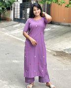 Amethyst Lavender Embroidery Cotton Kurta