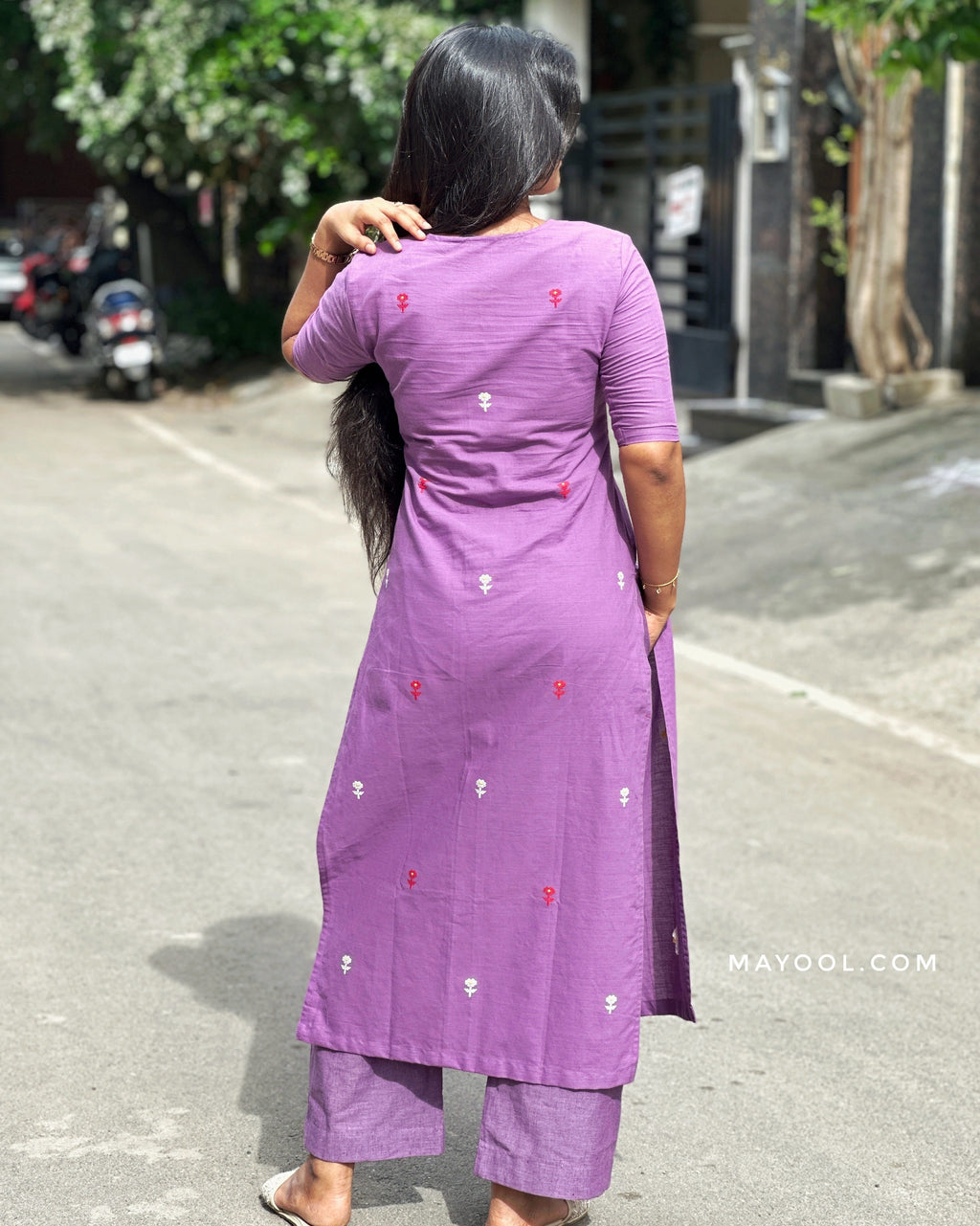 Amethyst Lavender Embroidery Cotton Kurta