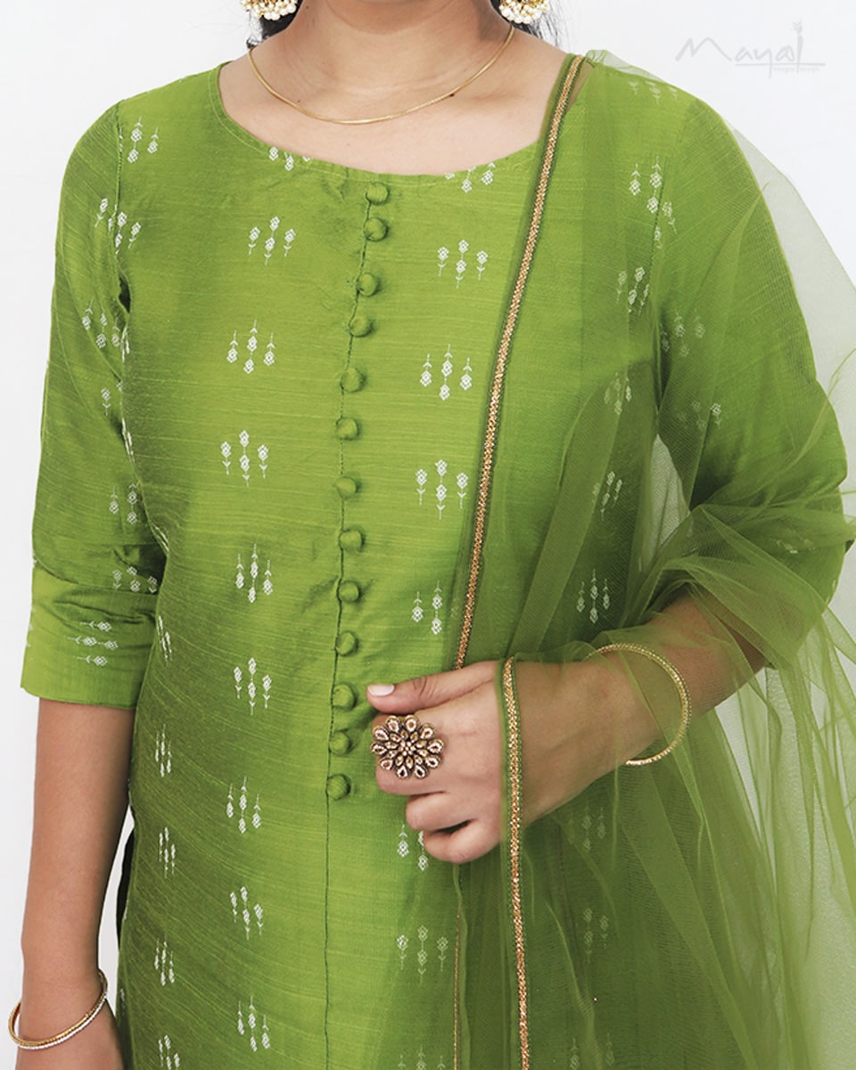 Apple Green Silk Cotton Kurta