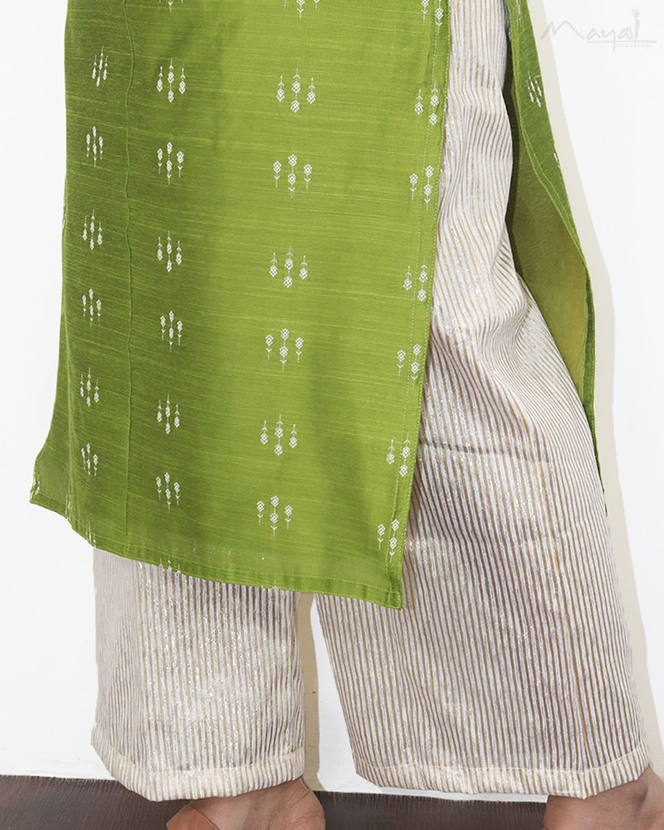 Apple Green Silk Cotton Kurta