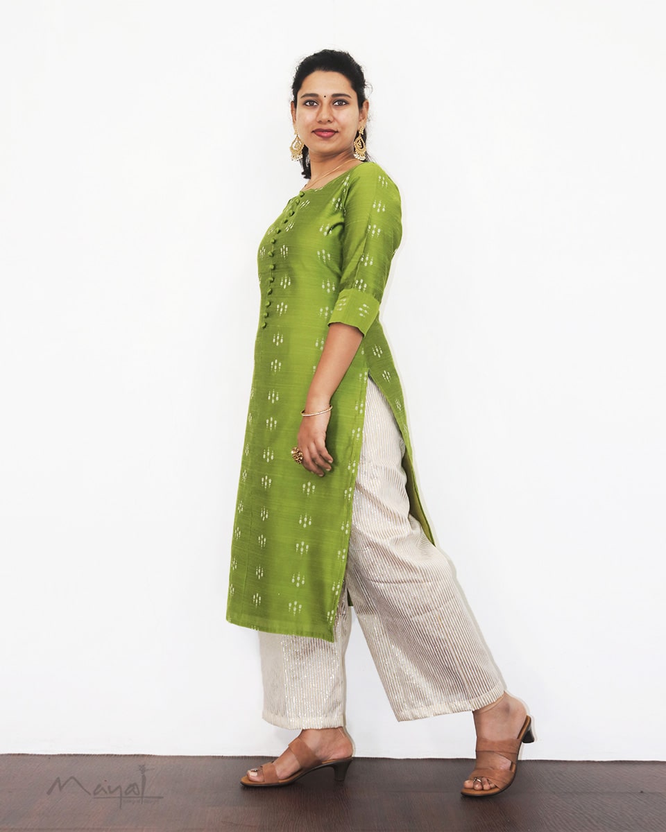 Apple Green Silk Cotton Kurta