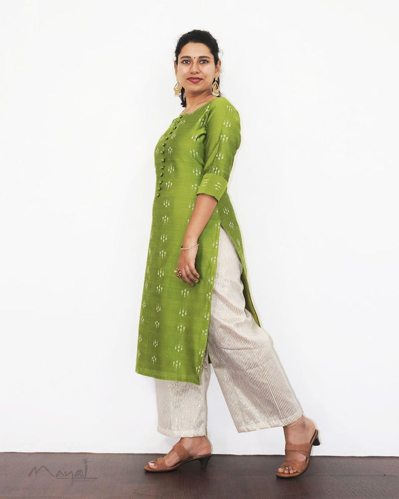 Apple Green Silk Cotton Kurta