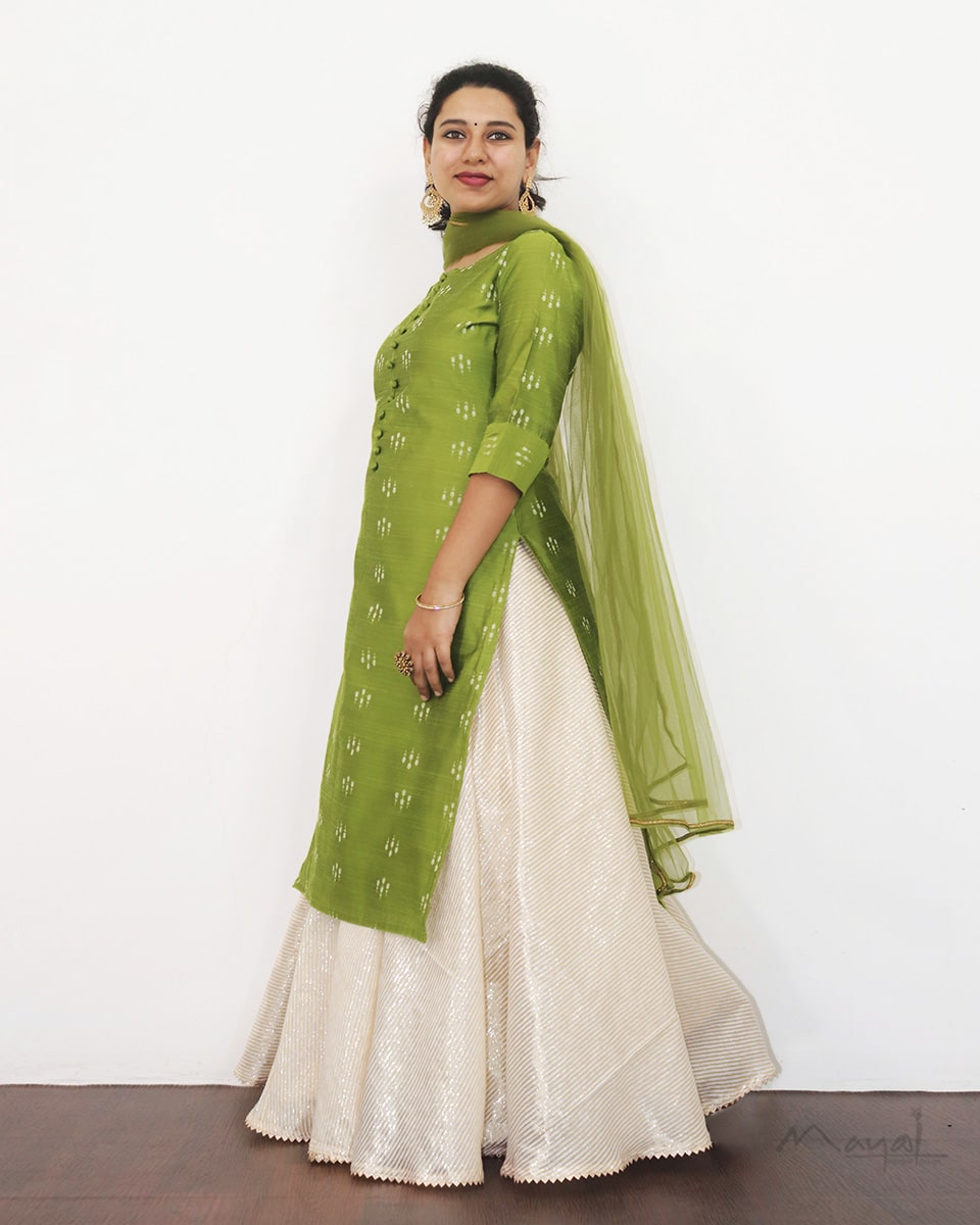 Apple Green Silk Cotton Kurta