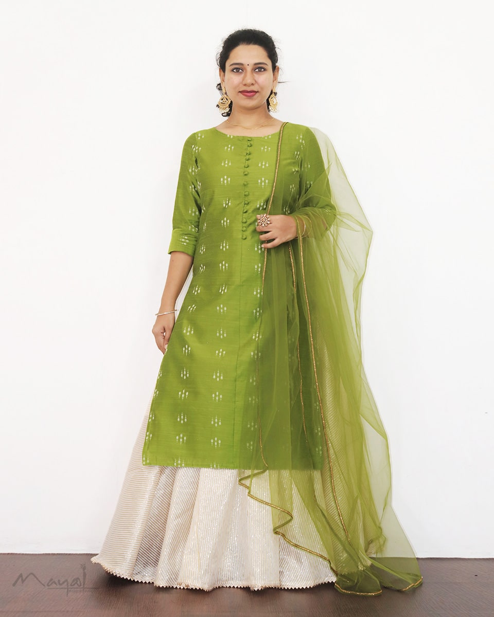 Apple Green Silk Cotton Kurta