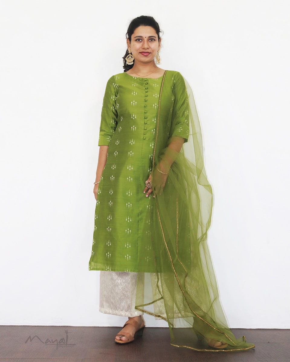Apple Green Silk Cotton Kurta