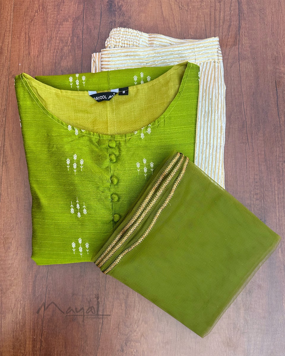Apple Green Silk Cotton Kurta