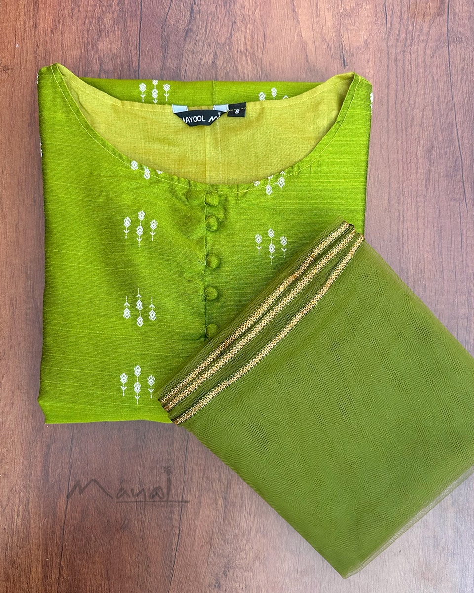 Apple Green Silk Cotton Kurta