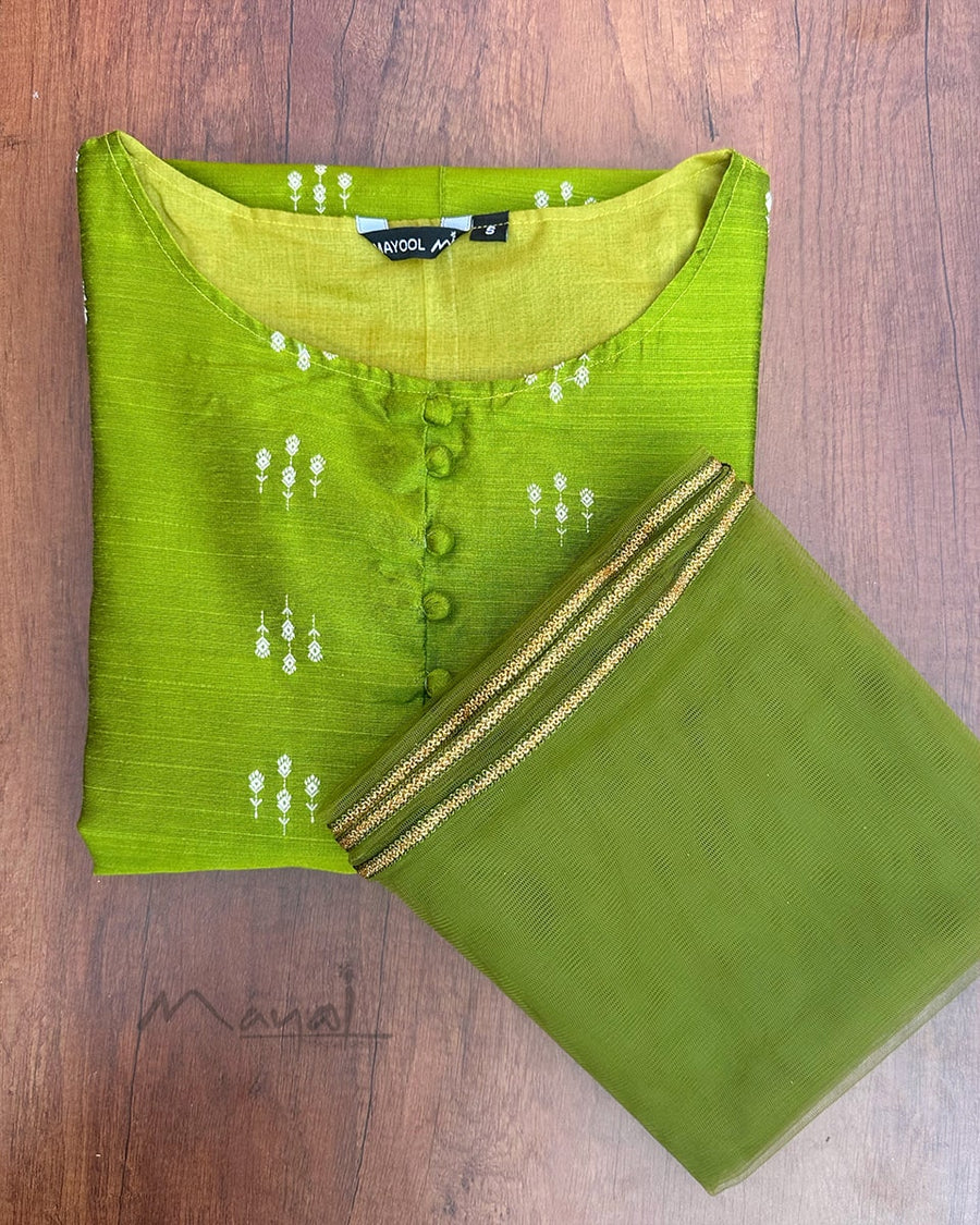 Apple Green Silk Cotton Kurta