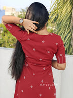 Apple Red Jamdani Cotton Kurta