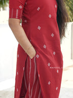 Apple Red Jamdani Cotton Kurta