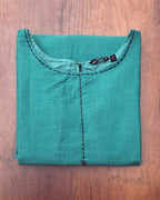 Aqua Blue Cotton Kurta With Minimal Embroidery