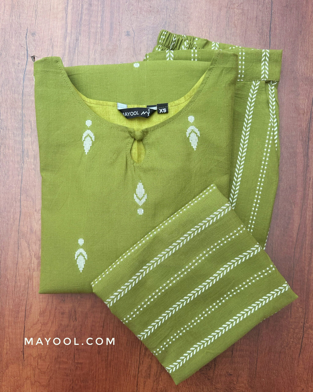 Avocado Green Jamdani Cotton Kurta