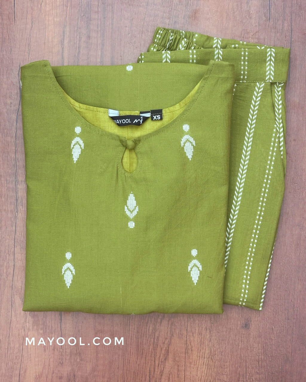 Avocado Green Jamdani Cotton Kurta