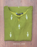 Avocado Green Jamdani Cotton Kurta