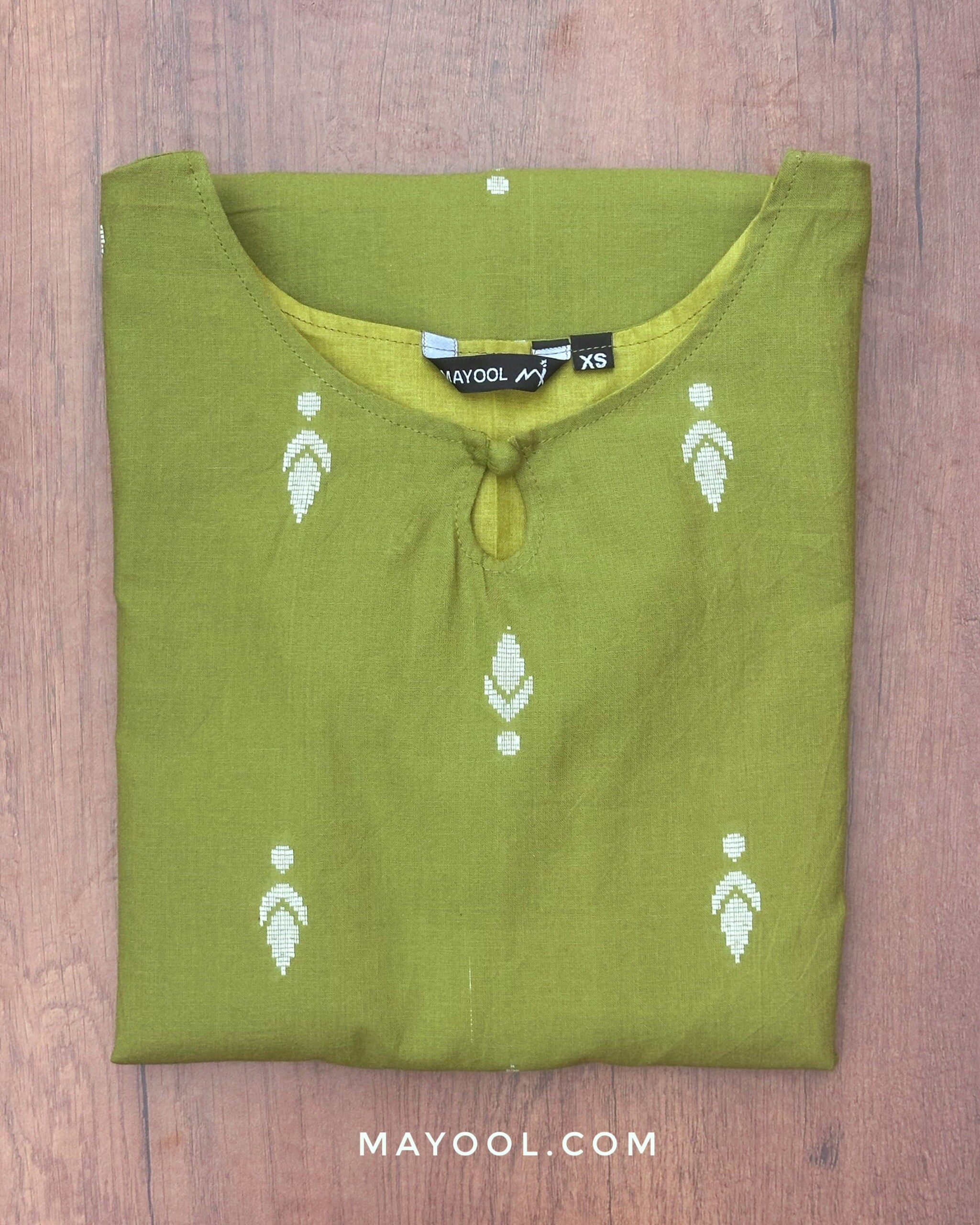 Avocado Green Jamdani Cotton Kurta