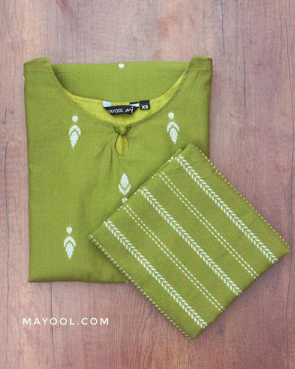 Avocado Green Jamdani Cotton Kurta