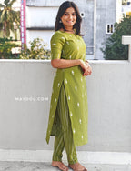 Avocado Green Jamdani Cotton Kurta